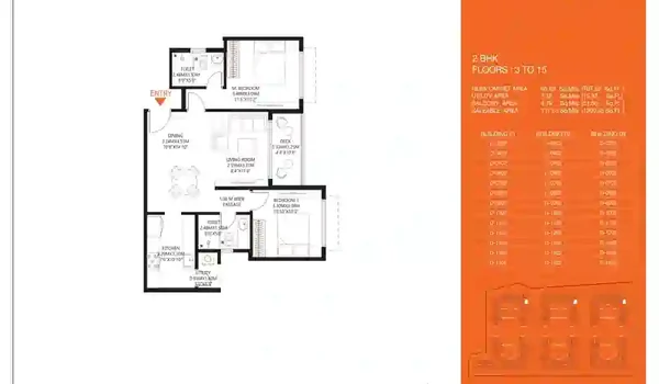 Featured Image of Godrej MSR City Phase 2 2 BHK Floor Plan
