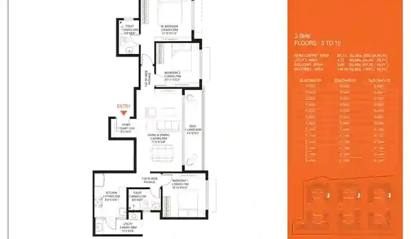 Featured Image of Godrej MSR City Phase 2 3 BHK Floor Plan