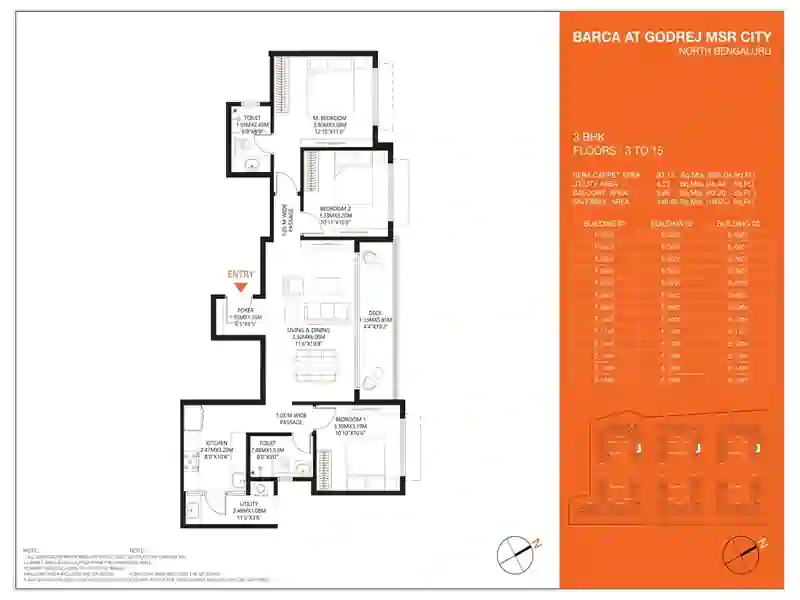 Featured Image of Godrej MSR City 3 BHK Floor Plan